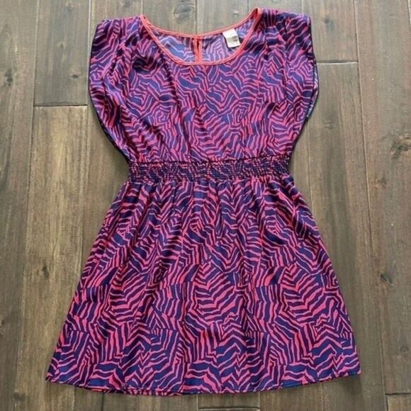 Zebra Print Orange-Red and Navy Dress - Picture 1 of 6